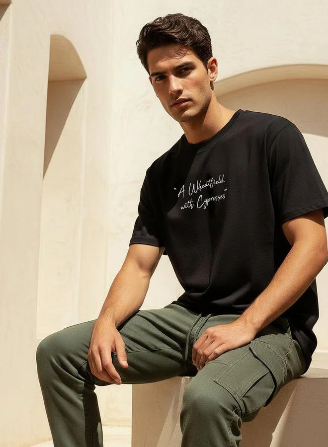 اس بي كاركترز Men Relaxed Fit Crew Neck Short Sleeve Vincent Van Gogh Print T-shirt